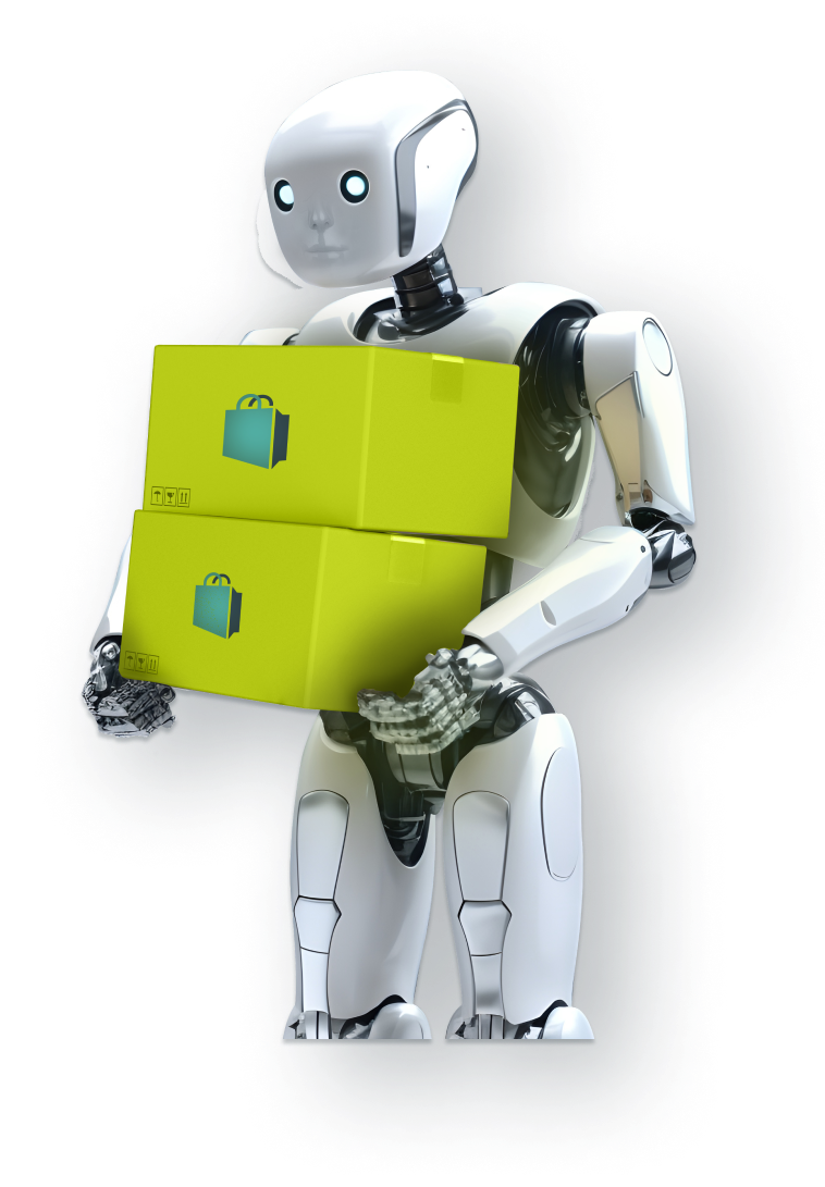 a robot with parcels