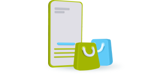smarthone with shopping bags icon
